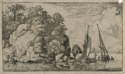 Zwei Boote auf einem breiten Fluss (Radierung auf Papier) von Allart van Everdingen